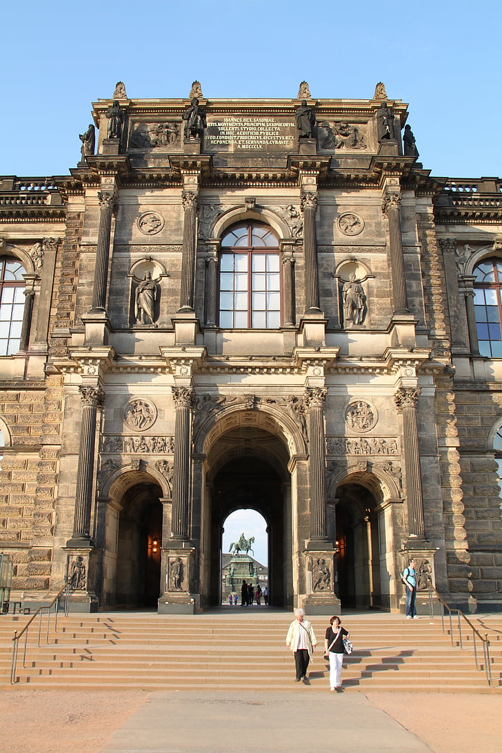Drážďany, Německo, Zwinger, palác, budova, orientační bod, historické