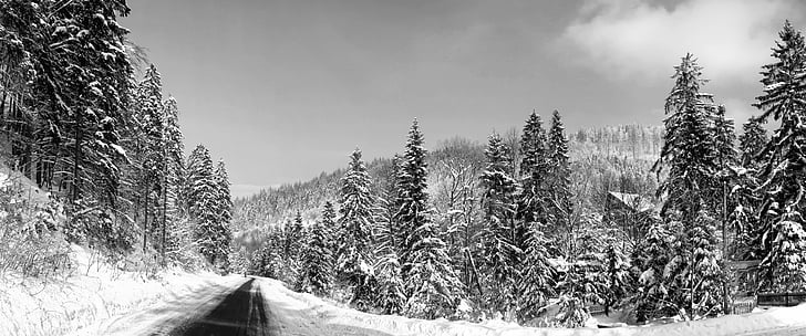 Panorama, sneh, Príroda, Zobrazenie, Poľsko, pohľad zhora, cestovný ruch
