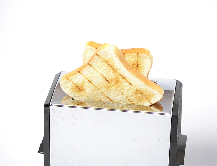 Toaster, Pop-up-toaster, Toast, Slice, Brot, Essen, weiße Rückseite