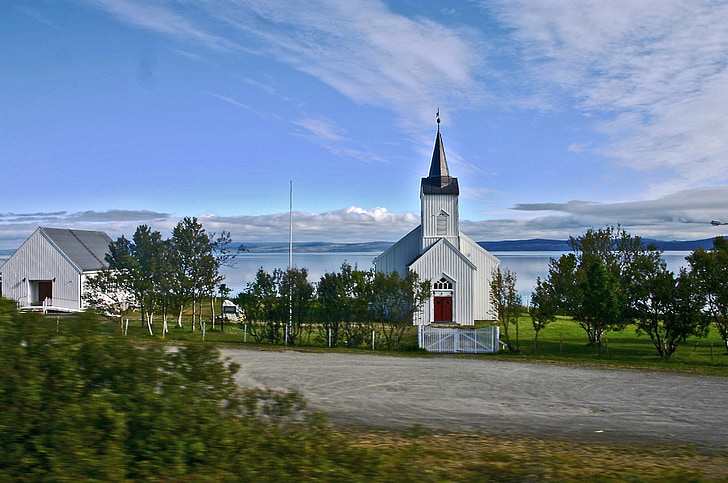 finnmark, norway, church, scandinavia, building, wooden church, norge