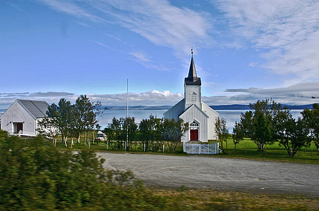 Finnmark, Norge, kirke, Skandinavien, bygning, trækirke, Norge