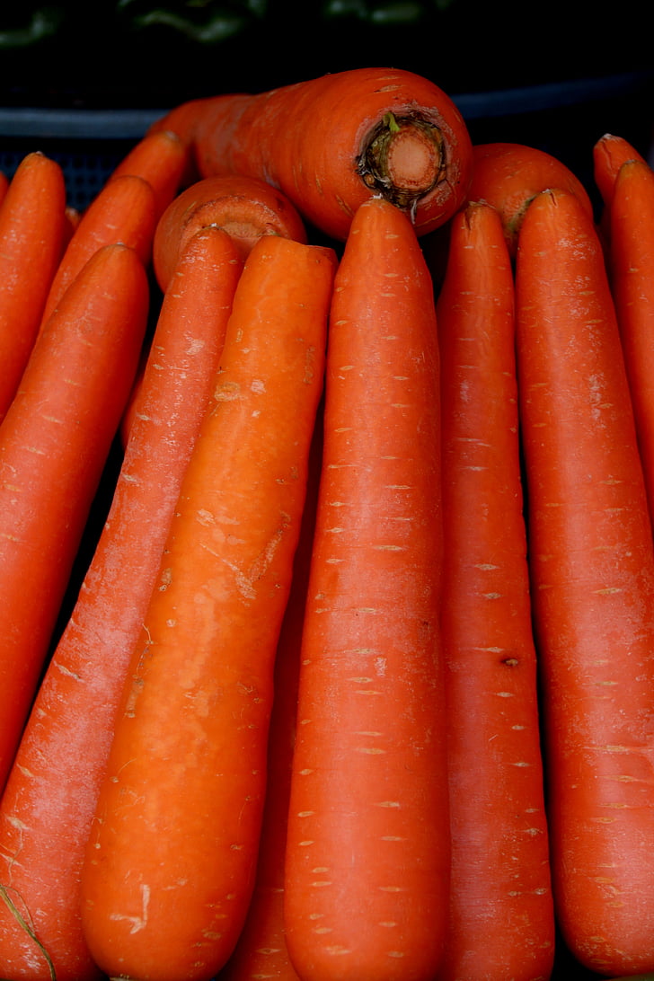 carrots, vegetable, greens, fruit, fruits, assortment, display