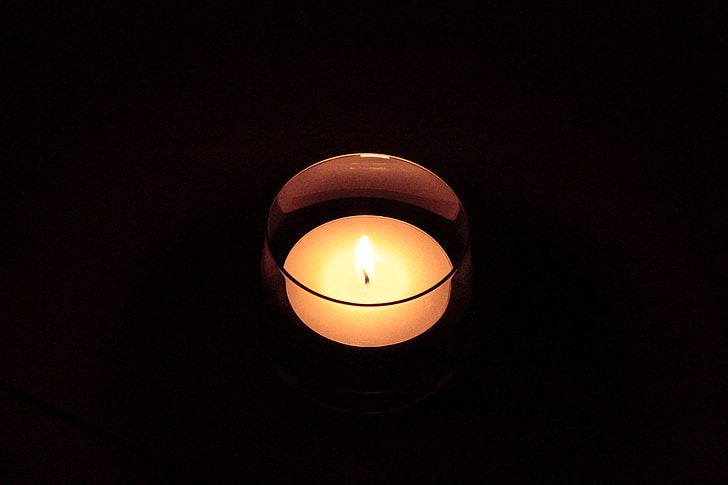 tealight, κερί, φλόγα, κερί κεριών, γυαλί, ατμόσφαιρα