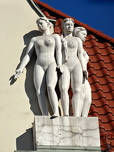 Bydgoszcz, skulpturer, statyer, konstverk, Polen, naken, kvinnor