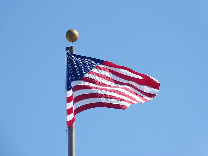 американското знаме къдрене, флаг, патриотизъм, американски флаг