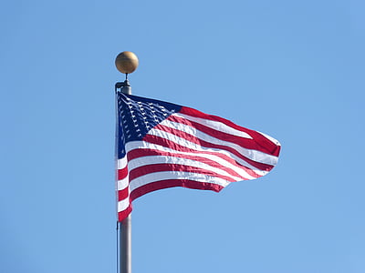 amerikai zászló integet, zászló, hazafiság, amerikai zászló