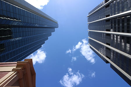 wolkenkrabber, stad, gebouw, het platform, buitenkant, hoge