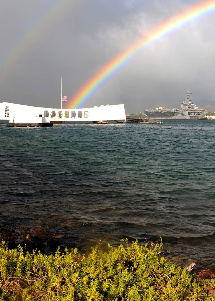 cầu vồng, Honolulu, Đài tưởng niệm, USS arizona, Oahu, Waikiki, cảnh quan