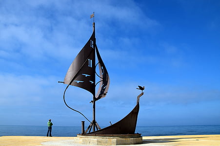 vaixell, bota, l'aigua, Mar, veler, Monument, monument de pescadors