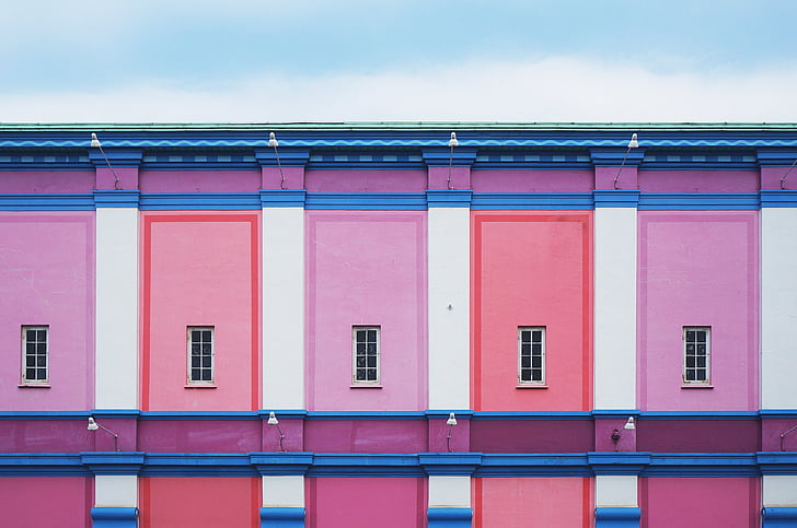 Architektúra, budova, farebné, farebné, Nástenné, Windows, okno