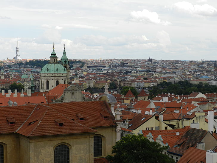 Prague, Vista, paysage de la ville, vue, ville, capital, architecture