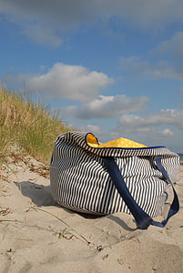 Plážová taška, Baltského mora, Dánsko, Beach, taška, marram trávy, more