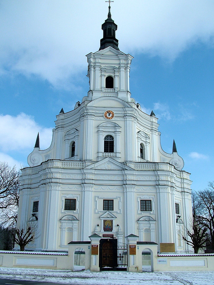 poland, kodeń, church, white, white church, buildings, architecture