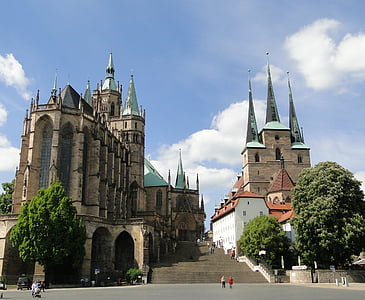 Erfurt, vacances, Dom, architecture, Église, célèbre place, l’Europe