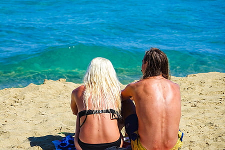 pareja, Playa, amor, por el mar, naturaleza, encuentro, verano