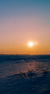 Słońce, Syberia, zimowe, zachód słońca, milczenie