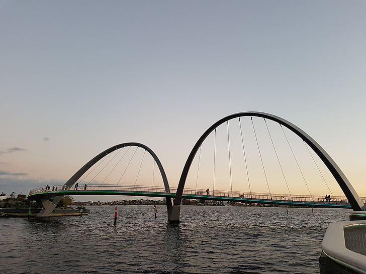 Perth, pont, coucher de soleil, Australie, l’ouest, voyage, ville
