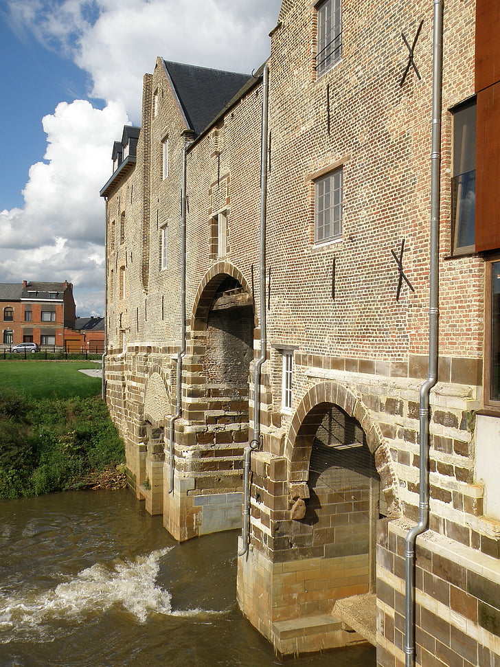 aarschot, portal, wall, fortification, building, bridge, river