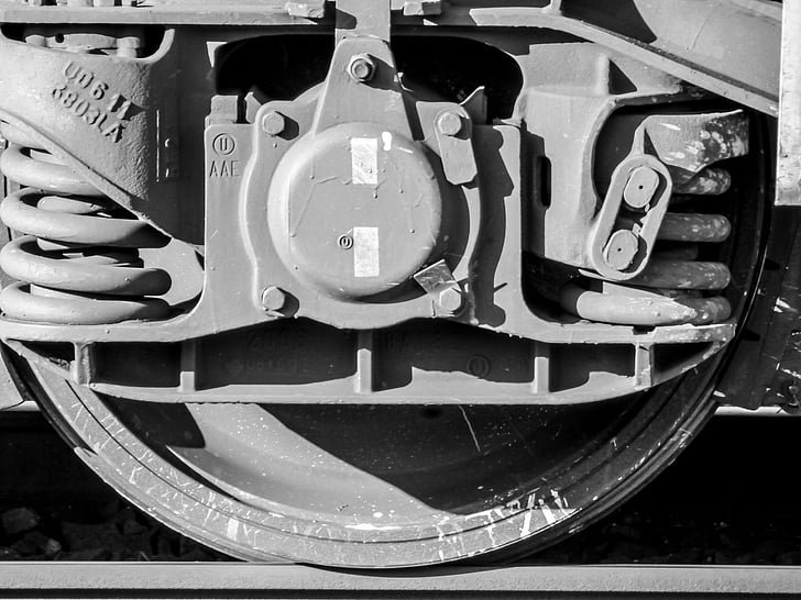 rail, wheel, train, transport, metal, iron, brake