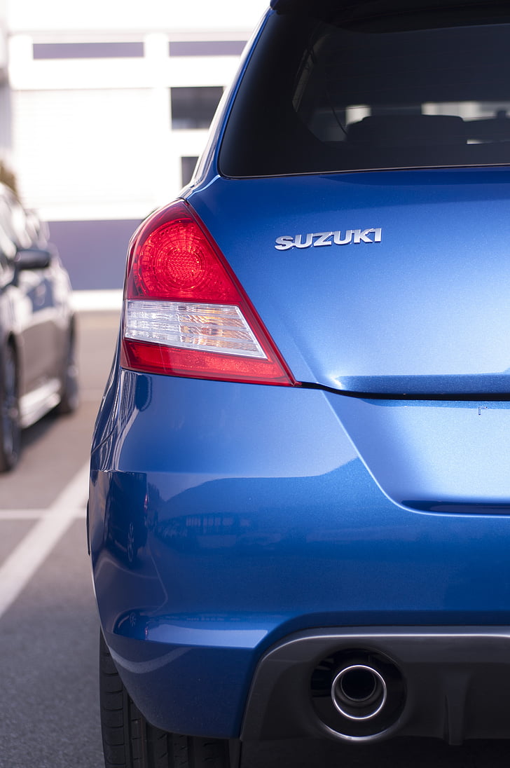 phía sau, tự động, Suzuki, xe, đèn chiếu sáng, màu xanh, đèn phanh