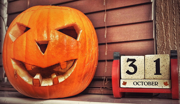 dia das bruxas, abóbora, Jack-o-lanterna, Outubro, laranja, abóbora de Halloween, mal