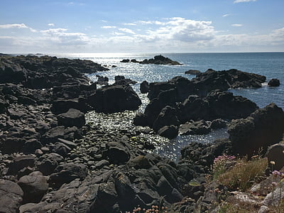 praia, mar, Escócia, rocha, Costa, natureza, litoral