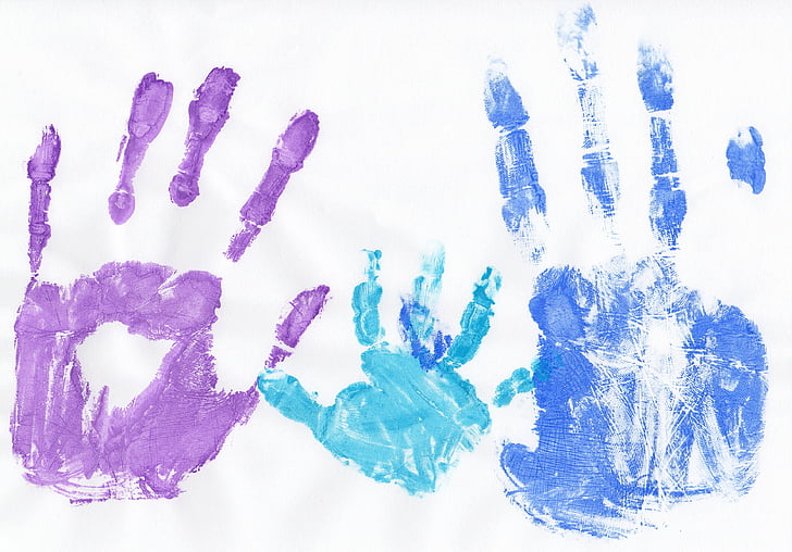 ruky, osobné, ľudské, Farba, rodina, tlak, odtlačok