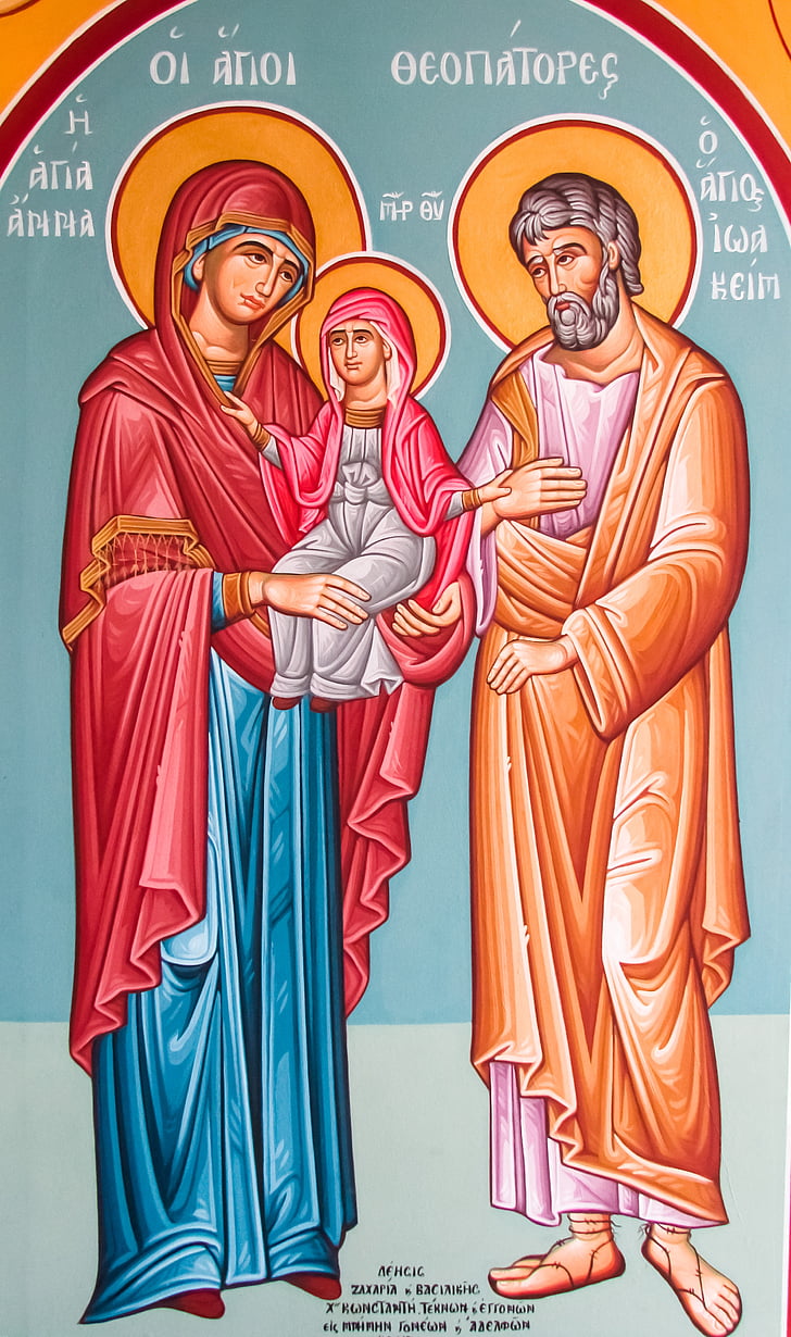 joachim and anna, saints, painting, iconography, mother and father, family, orthodox