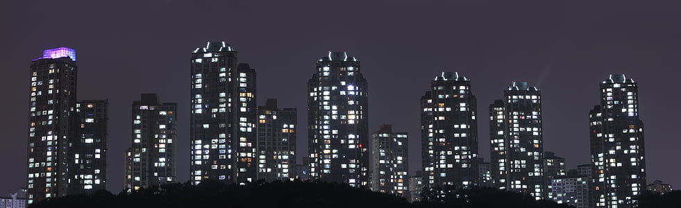 panorama, night view, the night sky, modern, light, night, skyscraper