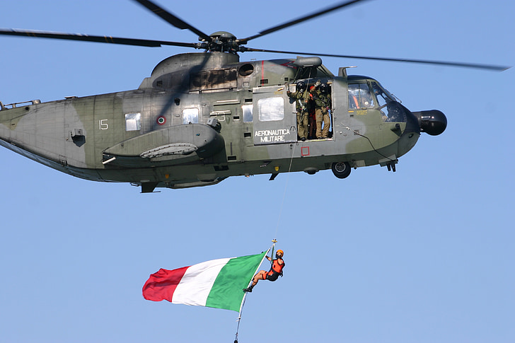 Italianen, militaire, vlag, goede