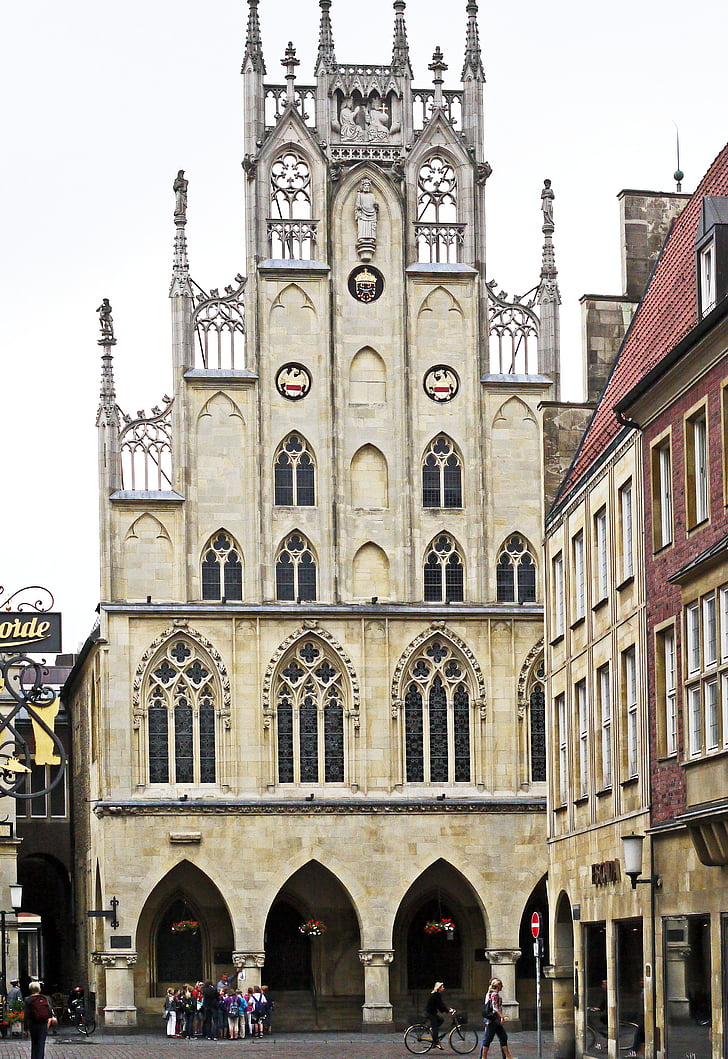 Stadshuset, Münster, Westfalen, Gable, smycken gavel, huvudsaklig marknad, Stadtmitte