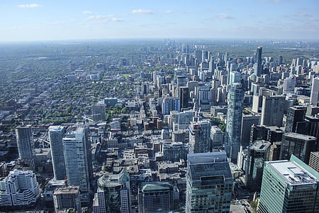 città, vista, aerea, Lookout, Panorama, lontano, edifici