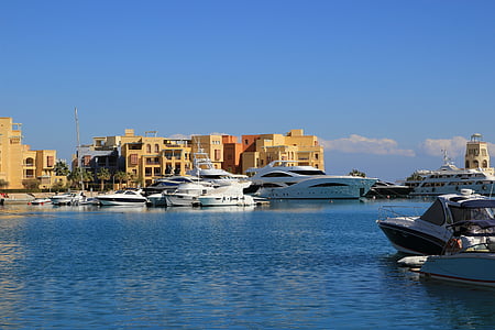 Červené more, Egypt, El gouna, jachty, Port, Marina