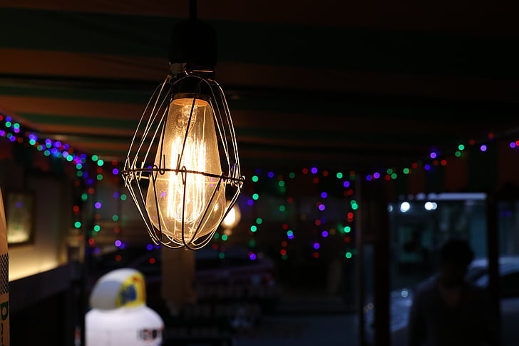 osvětlení, obrázek, žárovka, vnitřní, atmosféra, Café osvětlení, Ornament
