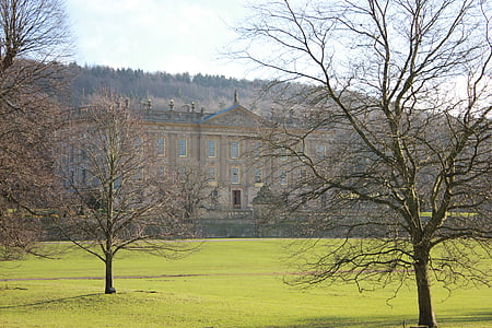 Chatsworth, zgodovinski hiši, Anglija, Velika Britanija, v regiji peak district, hišo v parku, Stara hiša