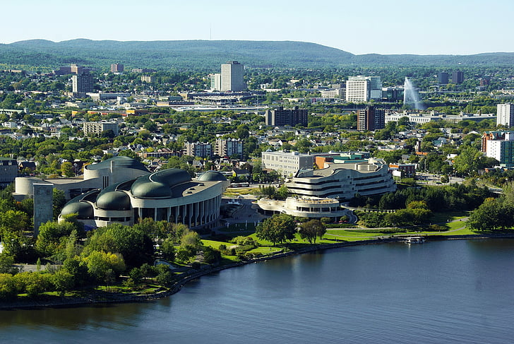 Canada, Ottawa, het platform, Panorama, Museum van de beschaving, native american, monument