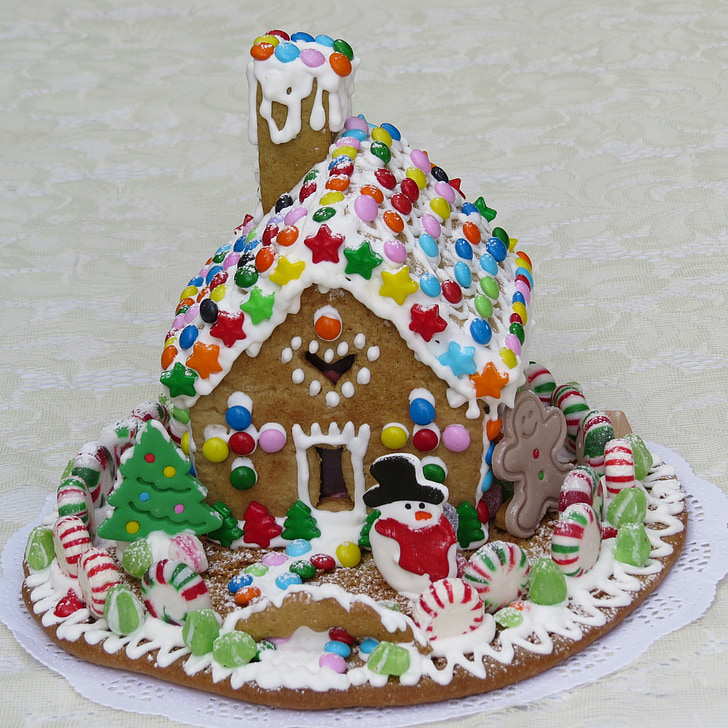pepperkakehus, bakverk, dekorasjon, Christmas, Alegre, feiring, godteri