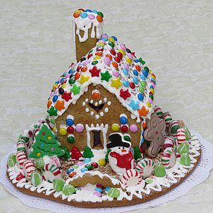 gingerbread house, pastry, decoration, christmas, alegre, celebration, candy