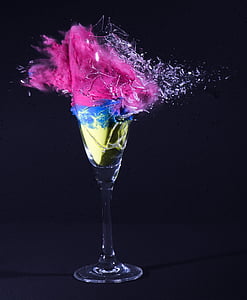 champagne glass, explosion, shot, fragmented, dynamics, speed, broken