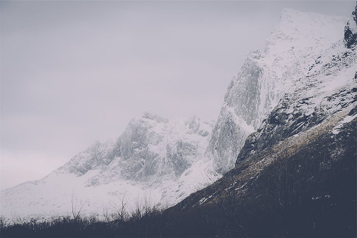 snowy, mountain, photo, mountains, peaks, cliffs, rocks