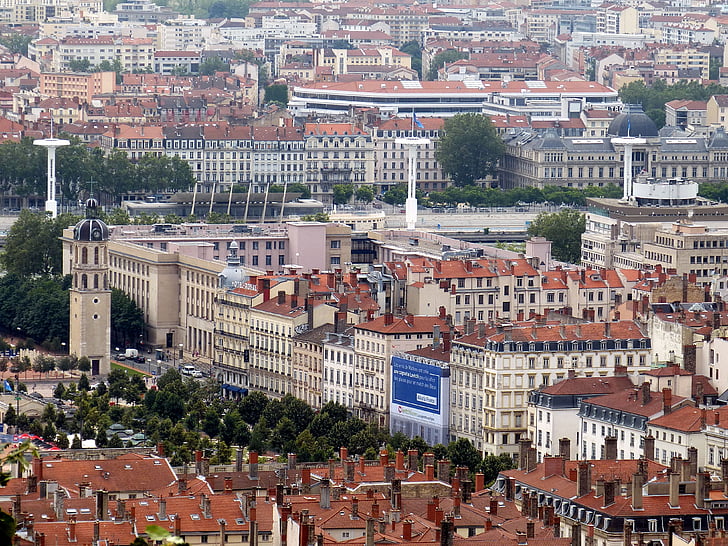 Lyon, Francija, staro mestno jedro, stavbe, Rona, mesto, Outlook