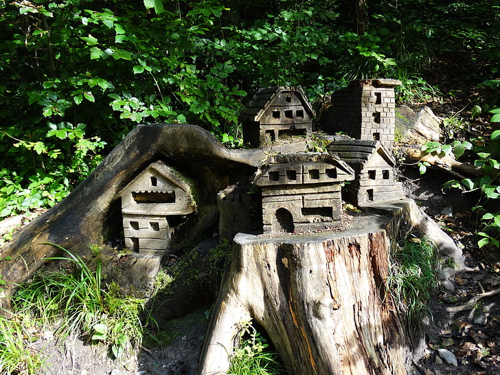 tronc d'arbre, vacances, Treehouse, Art, talla, tallada, casa de camp
