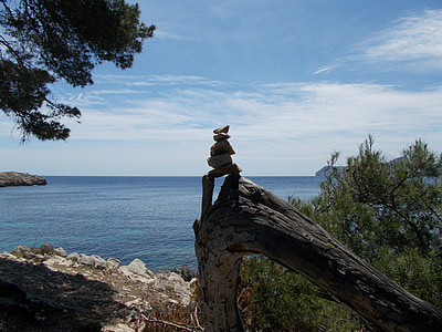 gravrøys, steiner, sjøen, stranden, reservert, Mallorca