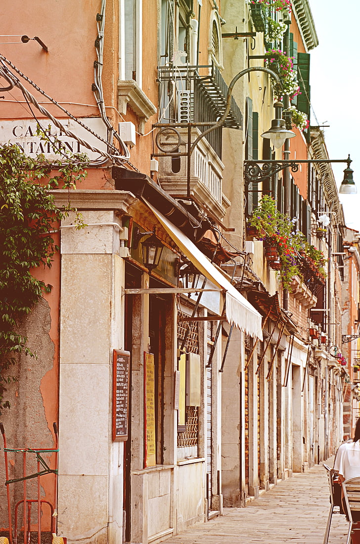 Venècia, carreró, Itàlia, edifici, cases, carrer lateral, arquitectura