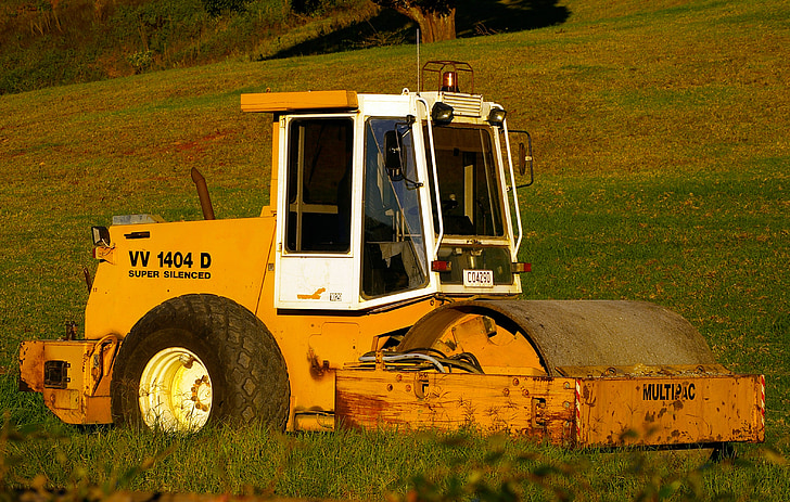roller, vehicle, construction, machine, yellow, heavy, field