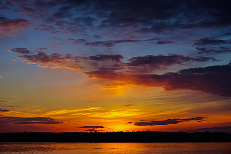 puesta de sol, Lago, paisaje, colorido, naturaleza