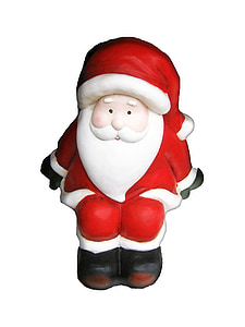Santa claus, stāvs, sēde, sarkana, keramikas, izolēta, Ziemassvētki
