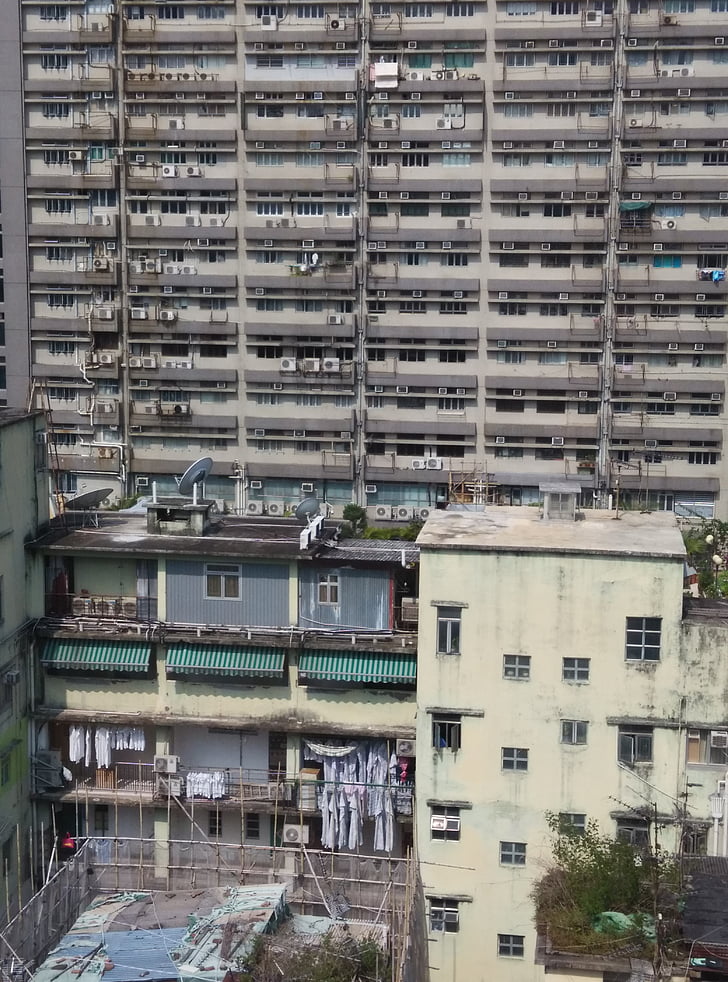 Hong kong, Mong kok, gebouw, Azië, stedelijke scène, het platform, buitenkant van het gebouw