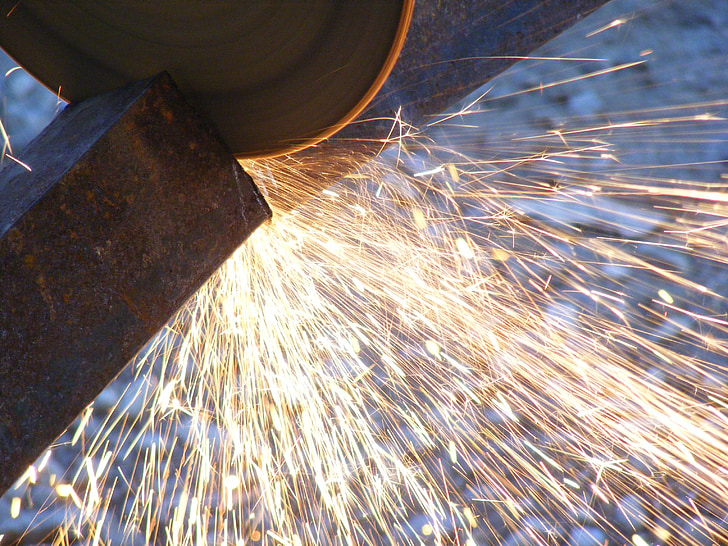 angle, cutting, fire, grinder, heat, metal, sparks