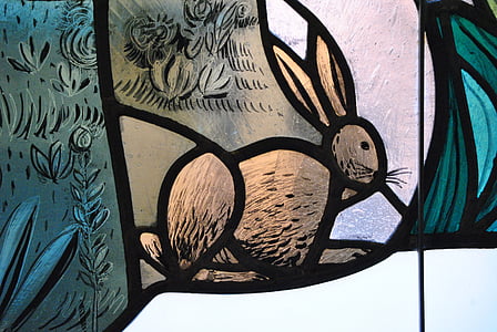 Sklenená okna, Zajac, Veľkonočné, farebné sklo, Kreslenie, sklo, okno